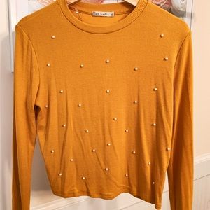 Mustard crop shirt